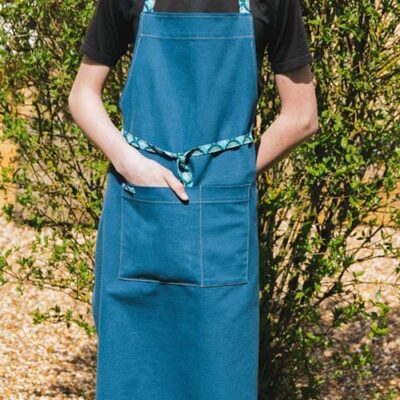 Tablier barista Kitac pour adulte en coton bleu