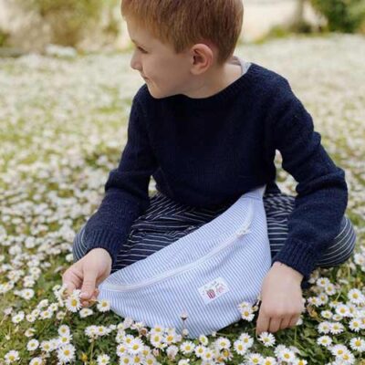 Sac banane Moonshine Kitac en popeline rayée bleu et étriers métal
