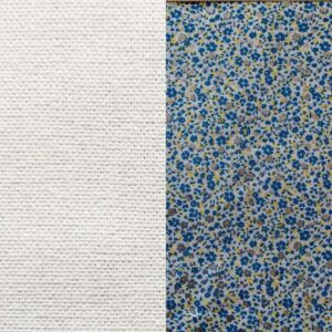 Coton lourd blanc | Intérieur-fleurs-bleues-argent