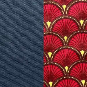Coton lourd marine | Intérieur éventails rouge marron