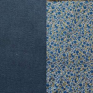 Coton Lourd Marine | Intérieur petites fleurs bleues et argent