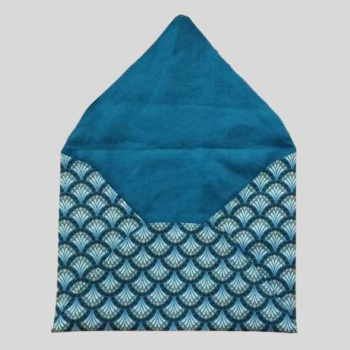 pochette-grands-eventails-ouverte-kitac Maxi enveloppe studio Kitac - tissu extérieur grands éventails bleus - ouverte